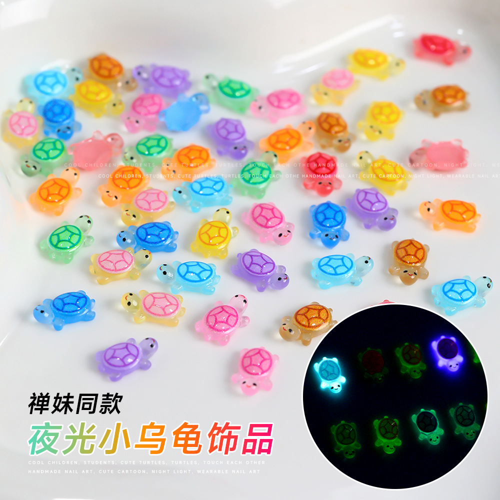 3D Printing Epoxy Resin - 20個入り 暗闇で光るミニタートルネイルアートチャームアクセサリー 3Dキュートなゼリーカラートータルレジンネイルデコレーション用品パーツ