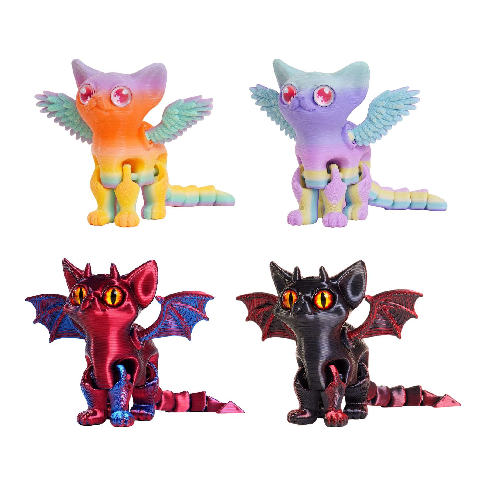 3D Printing Character - 3Dプリント動物 3Dプリント猫フィギュア デスク用可動式多関節オーナメント ペット愛好家・ティーン向けフィジェットトイ