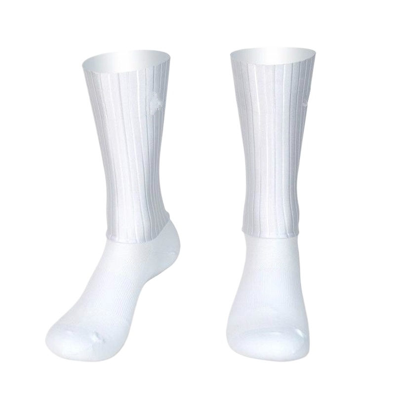 Silicone Sock Hotend - エアロサイクリング夏抗靴下 Whiteline スリップシリコーン靴下男性自転車スポーツランニングバイク靴下 Calcetines Ciclismo