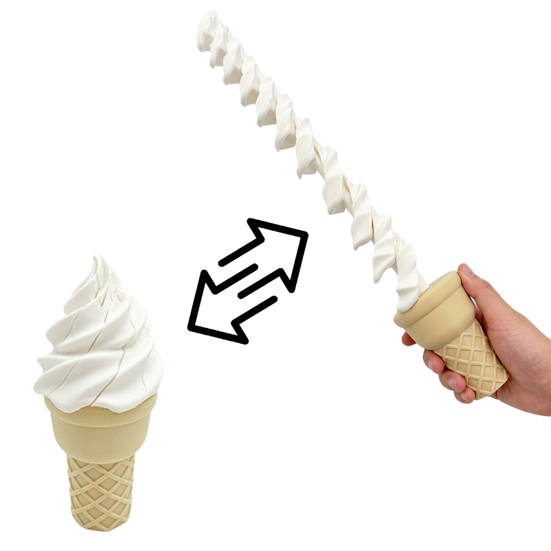 3D Printing Model - 3Dプリント製アイスクリーム伸縮式曲線型拡張・圧縮新奇で面白い抽象的な楽しいトリックハロウィンおもちゃ