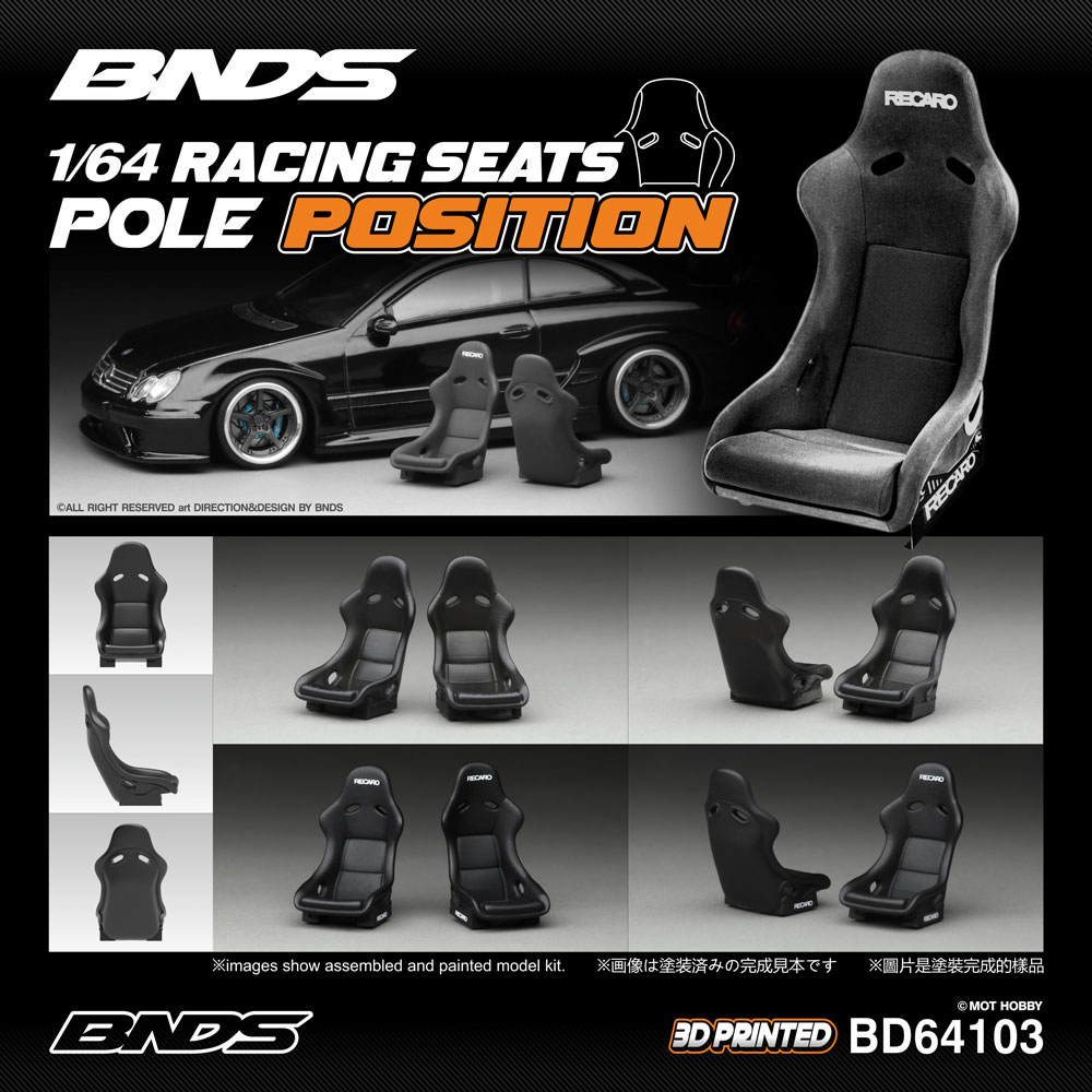 3D Printing Diecast Cars - BNDS 1/64 未塗装レーシングシート 3Dプリント樹脂製モデルカーインテリアディテールアップパーツ 4個 DIYアクセサリー