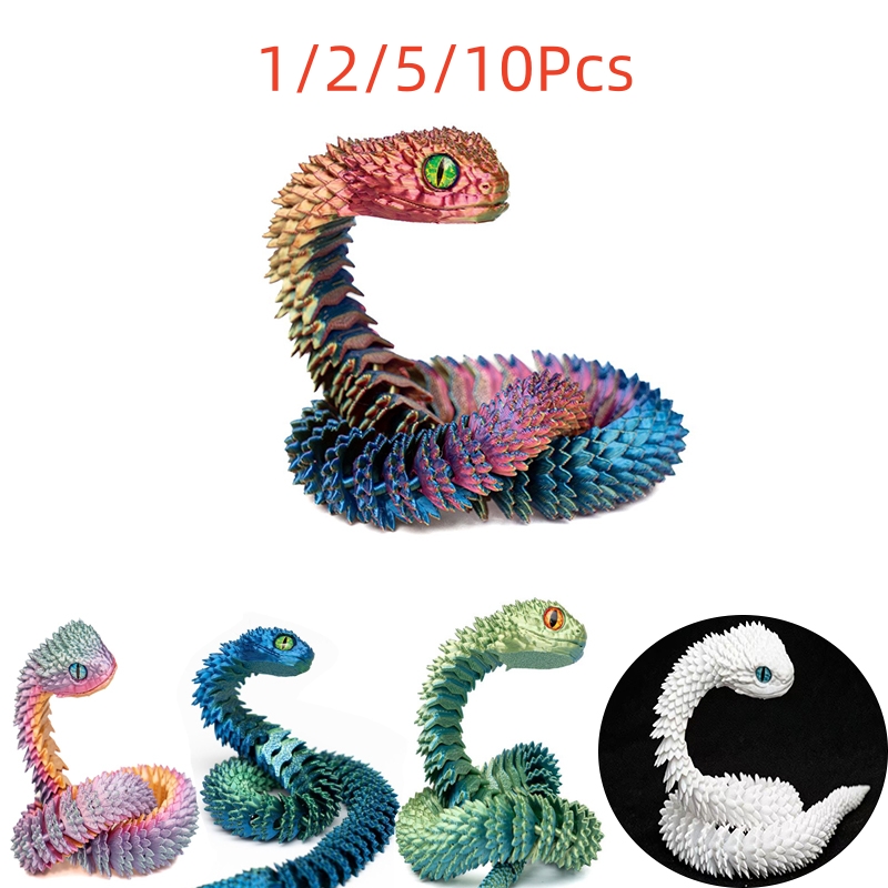 3D Printing Xmas - 1/2/5/10個入り 30/45cm 3Dプリント製の蛇 面白いプリント動物 蛇 クリスマスクラフトオーナメント