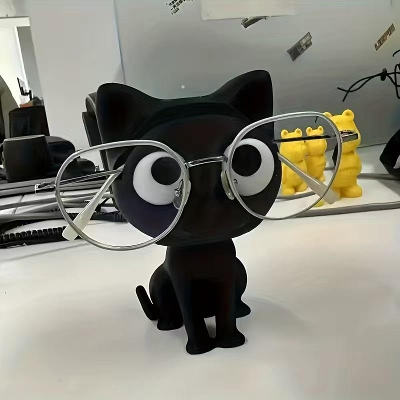 3D Printing Glasses Frames - 3Dプリントされた猫型メガネホルダー、おしゃれな眼鏡スタンド、座っている子猫のポーズが可愛いデスクオーガナイザー（メガネフレーム用）
