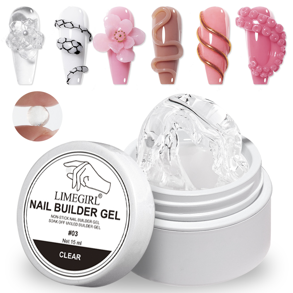 3D Printing Epoxy Resin - LIMEGIRL 15g ノンスティックエクステンションジェル UVクイックビルドソリッドネイルエクステンションジェル 3Dシェイピングネイルアートソリッドミルキージェリーハードジェル
