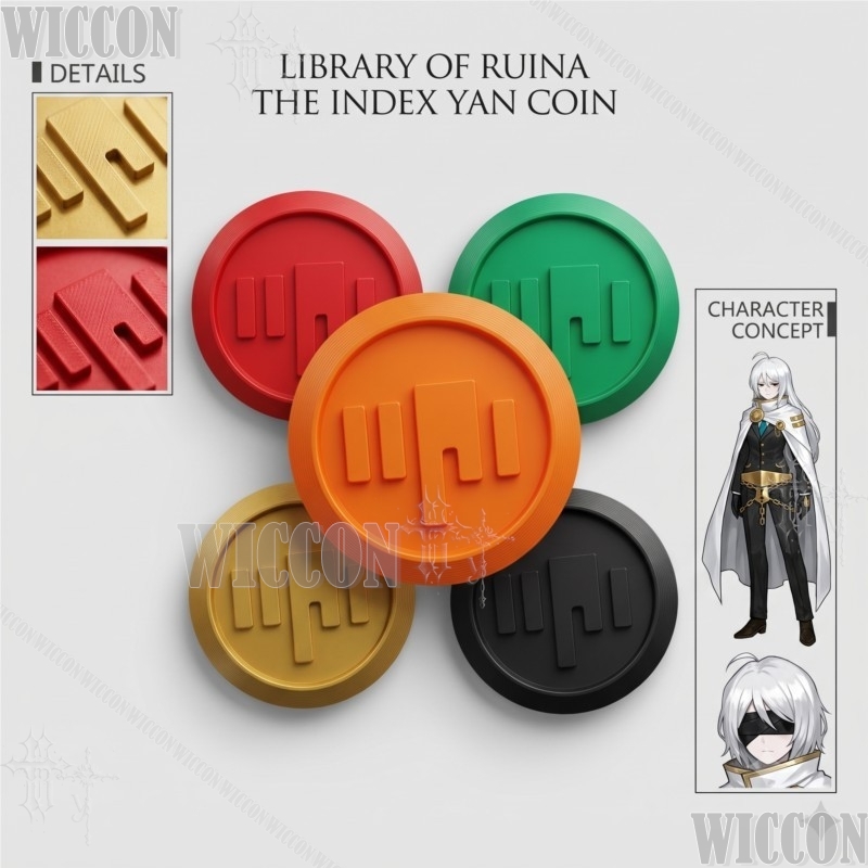 3D Printing Character - リブラ・オブ・ルイナ インデックス・ヤンコイン コスプレ小道具 ゲームキャラクターバッジ 3Dプリントエンブレムアクセサリー コミックコン