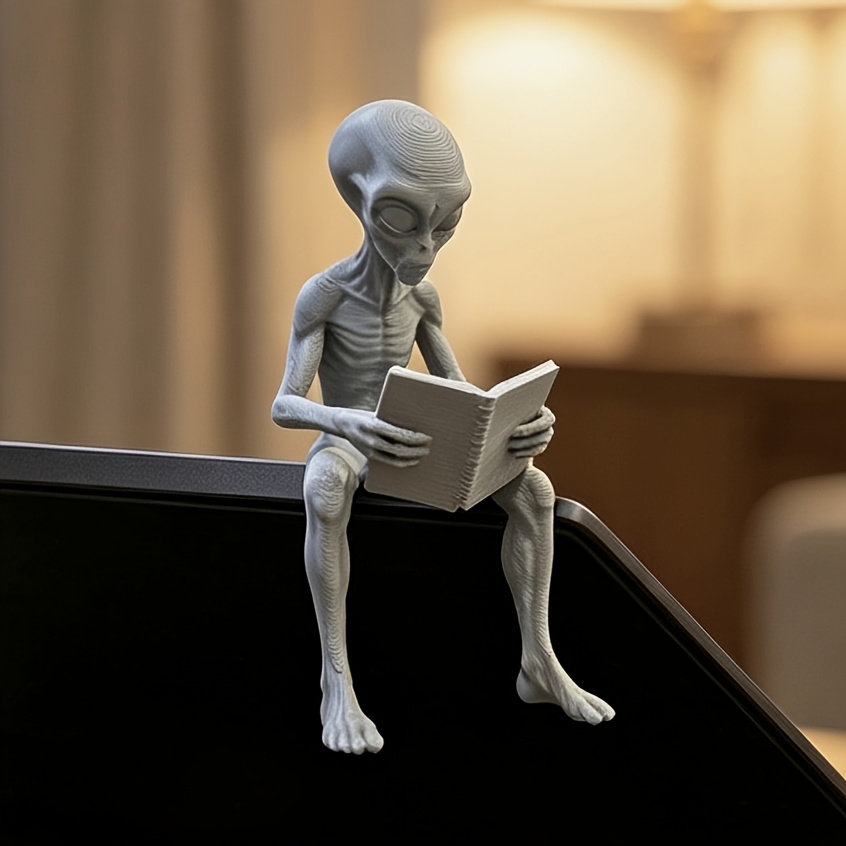 読書をするエイリアンのミニフィギュア 3Dプリントされた地球 - 3D Printing Office Setup のレビューと価格