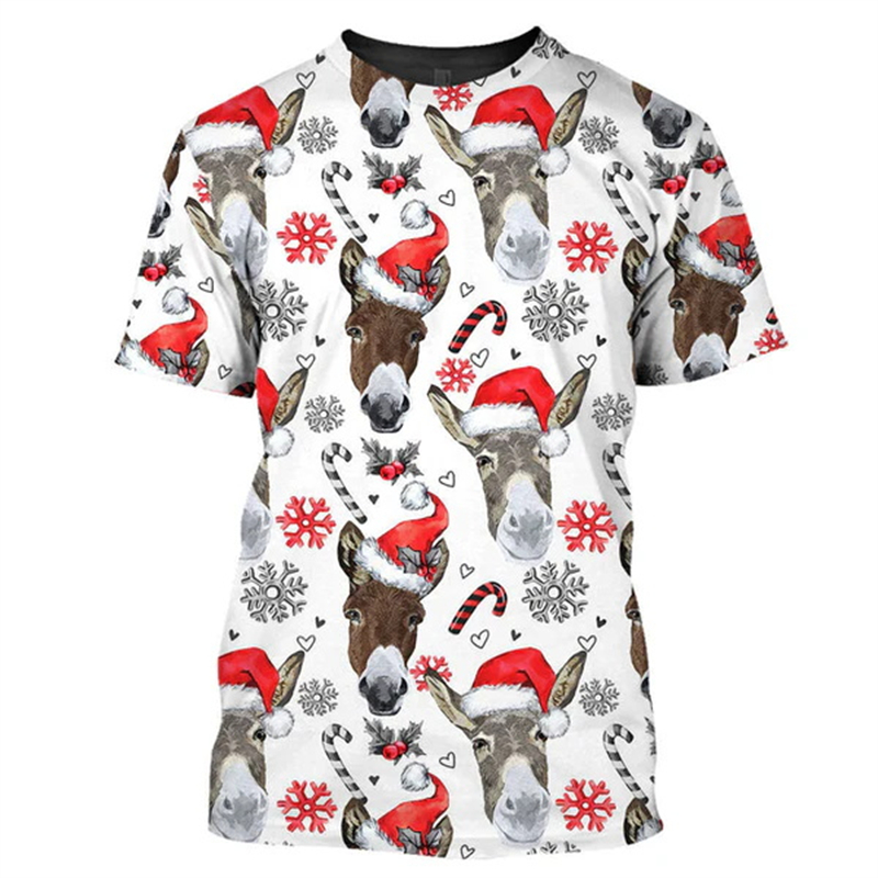 男性用長袖Tシャツ,3Dクリスマスウェア,動物モチーフ,牛の - 3D Printing Xmas のレビューと価格