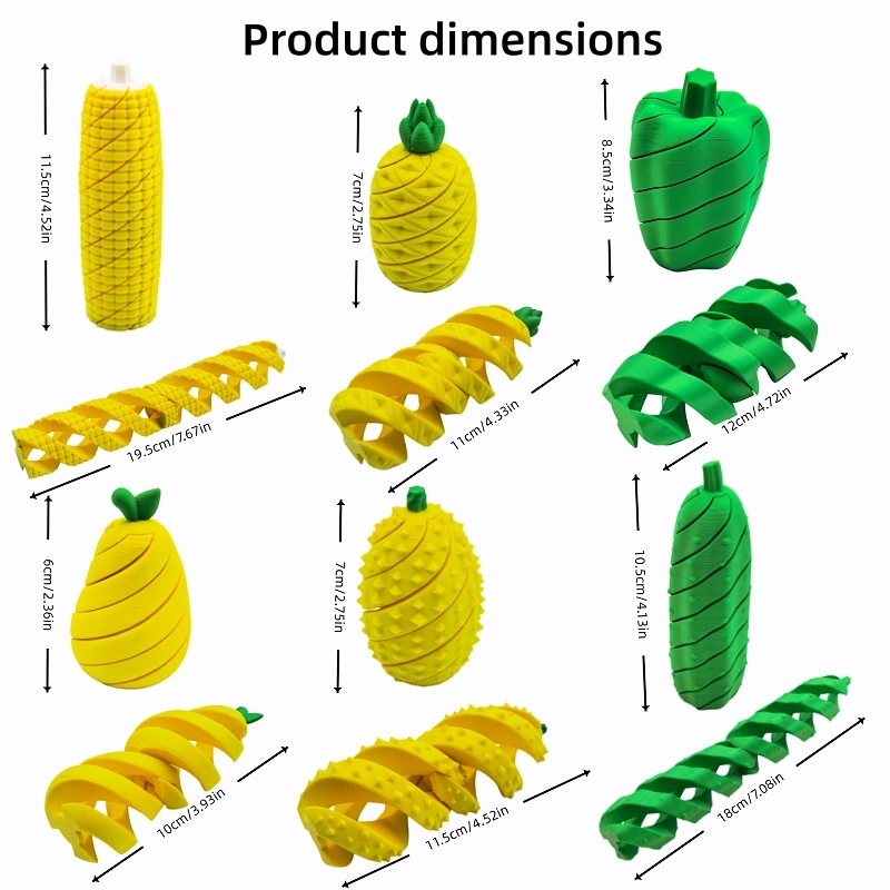 3Dプリントされた果物と野菜のストレス解消おもちゃシリーズ、 - 3D Printing Gif のレビューと価格