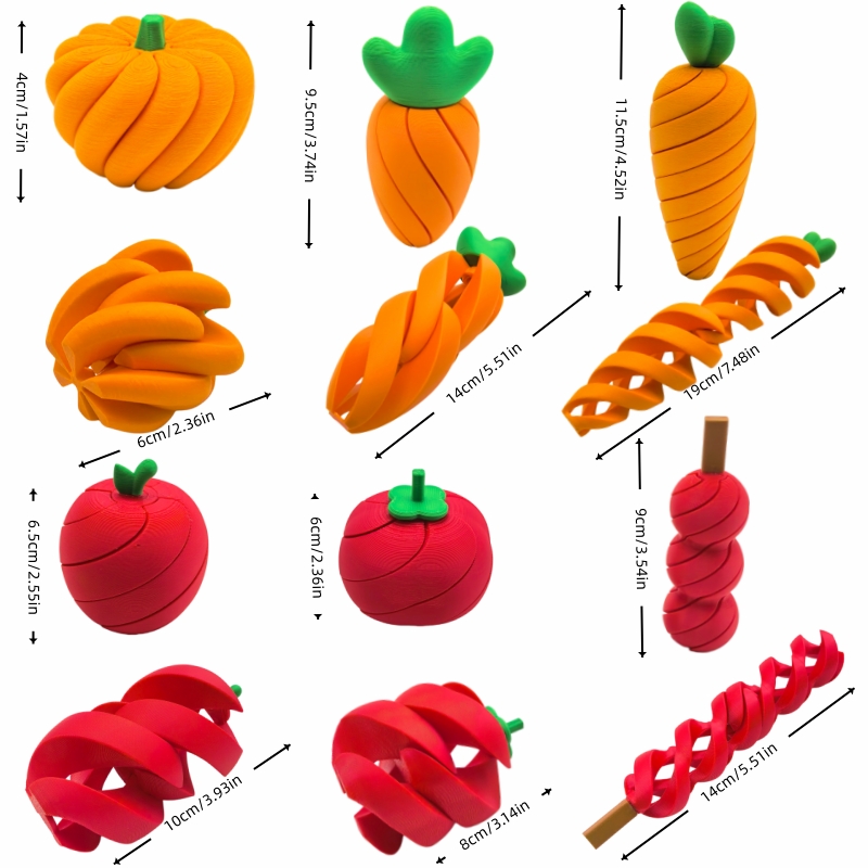 3Dプリントされた果物と野菜のストレス解消おもちゃシリーズ、 - 3D Printing Gif のレビューと価格